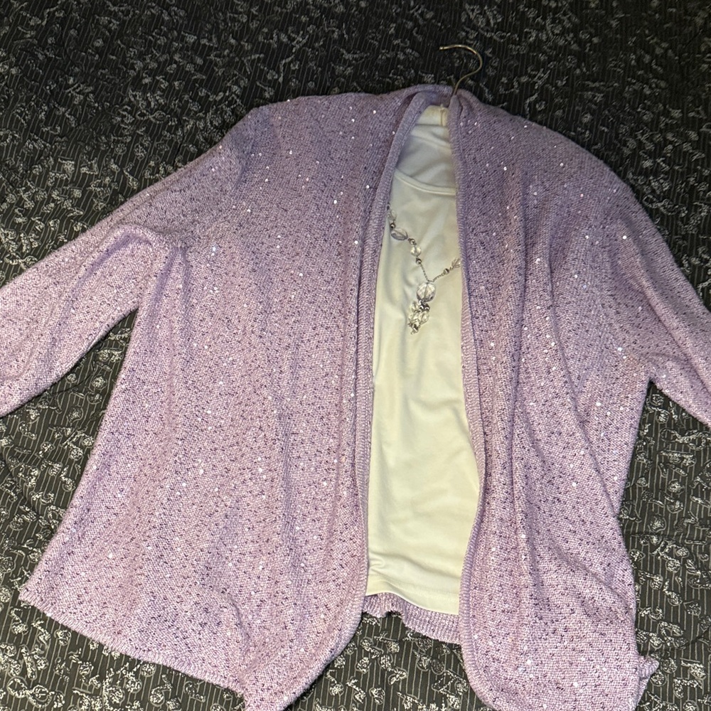 Elegant Lavender Sequin Cardigan